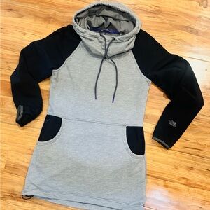 The North Face, Melody Dress/Tunic Cowl Funnel Neck/HoodThumbholes Black/Gray